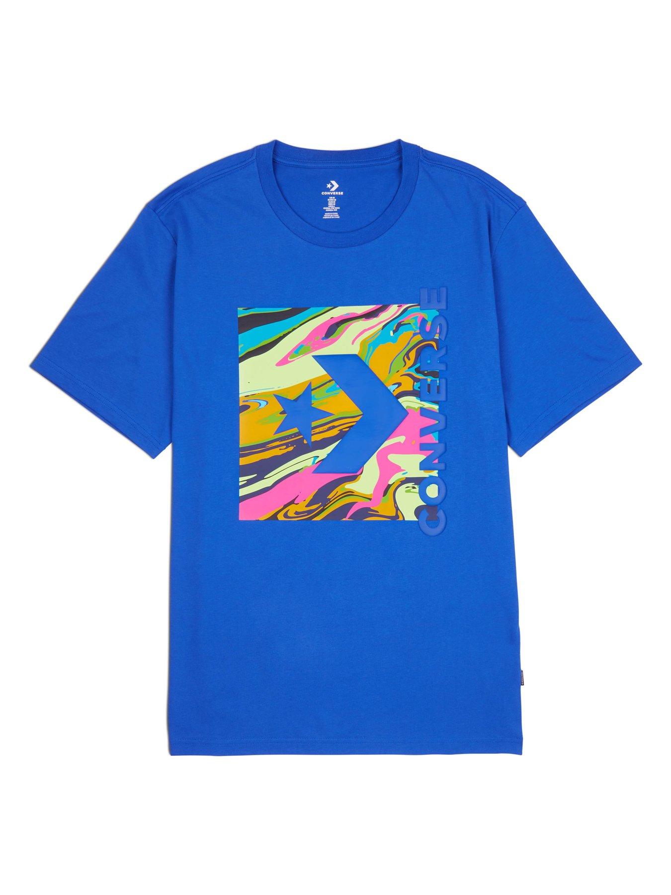 Converse Star Chevron '90s Marbled Graphic T-Shirt - Blue/Multi | very ...