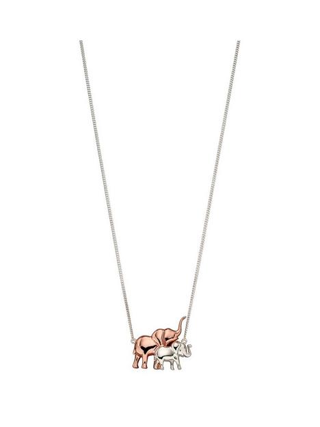the-love-silver-collection-rose-gold-plated-mum-elephant-silver-baby-necklace