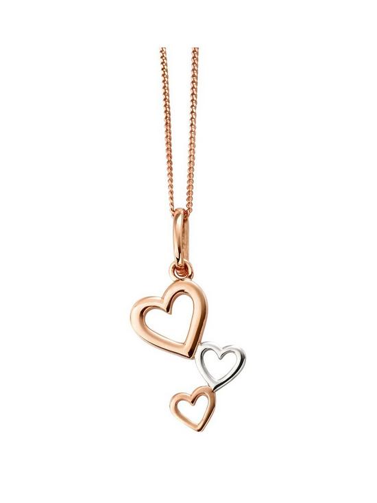 front image of the-love-silver-collection-heart-cascade-pendant