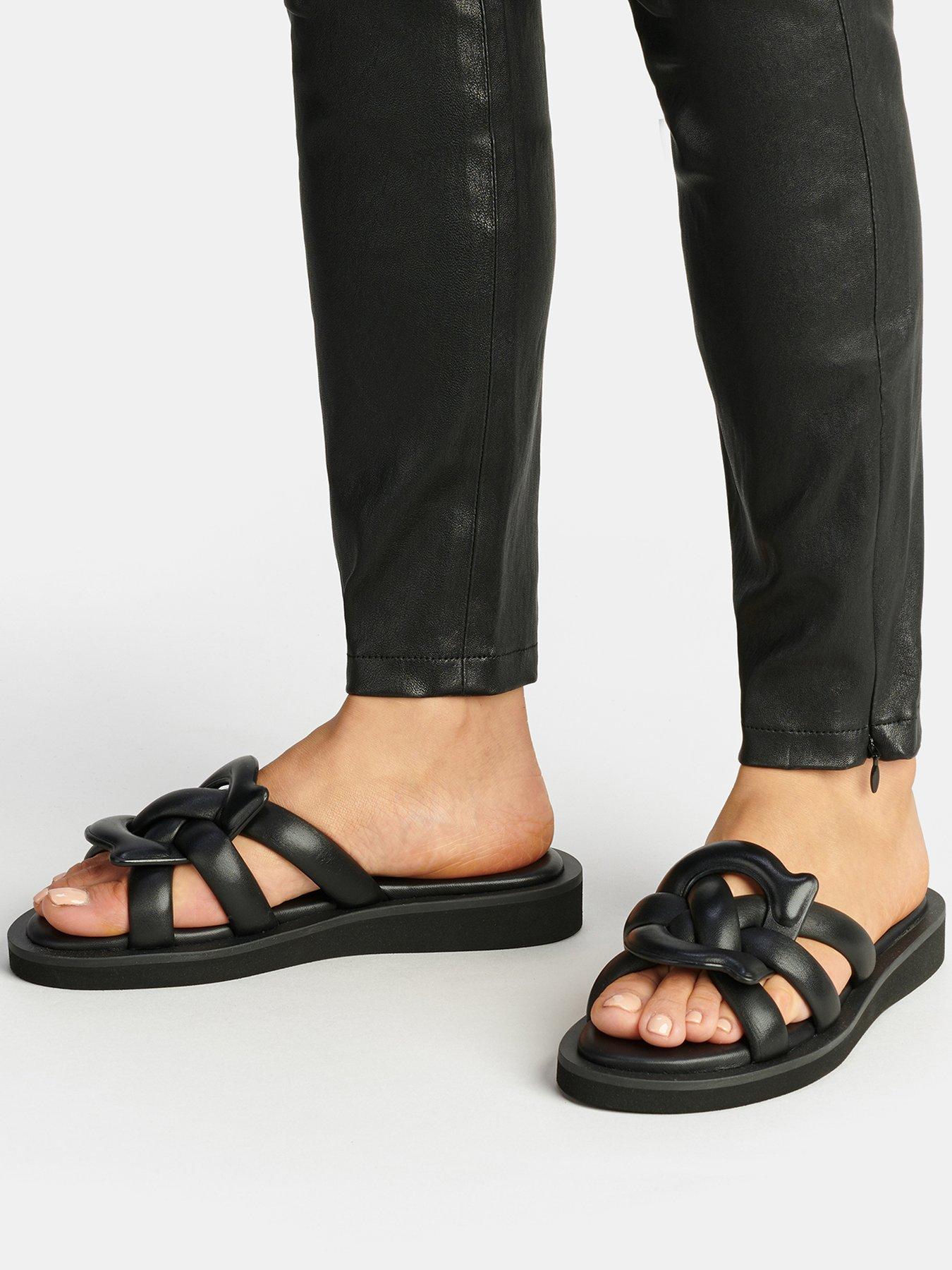 COACH Georgie Leather Sliders Black very