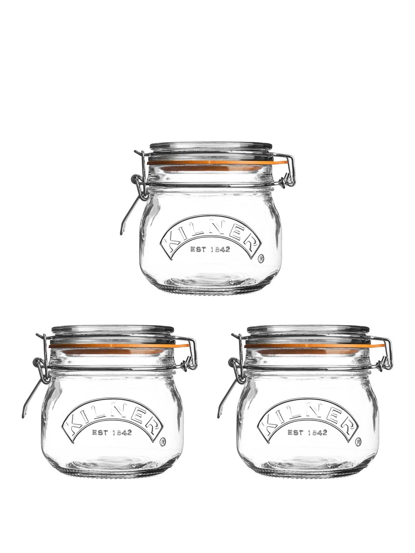 Product photograph of Kilner Set Of 3 Clip Top Round Jars from very.co.uk
