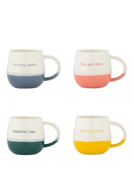 price-kensington-set-of-4-slogan-mugs-teal-blue-yellow-and-pink