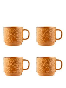 Product photograph of Mason Cash In The Forest Ochre Mugs Ndash Set Of 4 from very.co.uk