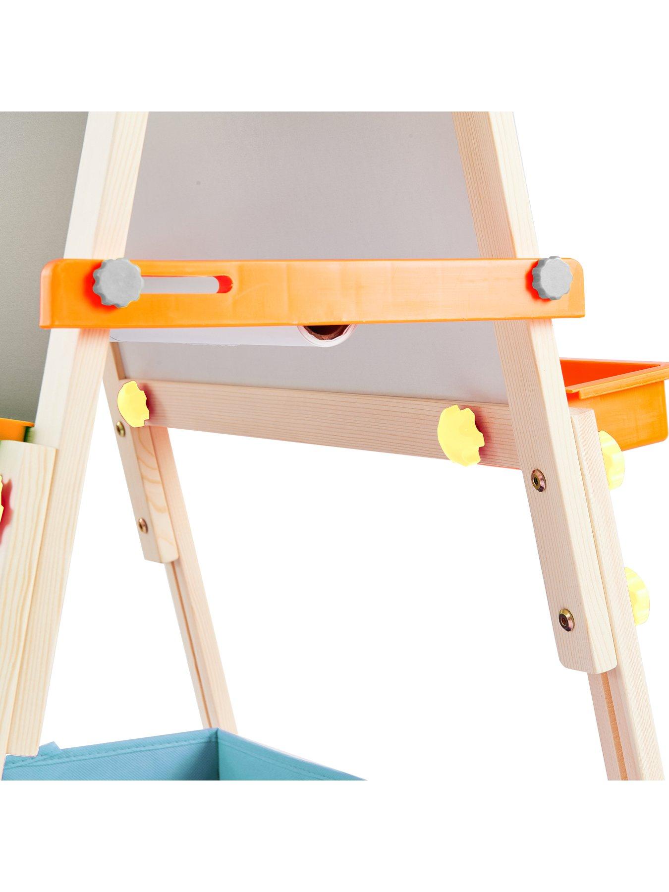 Cavalletto Per Bambini Teamson Kids Van Gogh - Legno E Blu, Lavagna Bianca E Nera, Altezza Regolabile 110-130 Cm, Con Rotolo Di Carta E Accessori