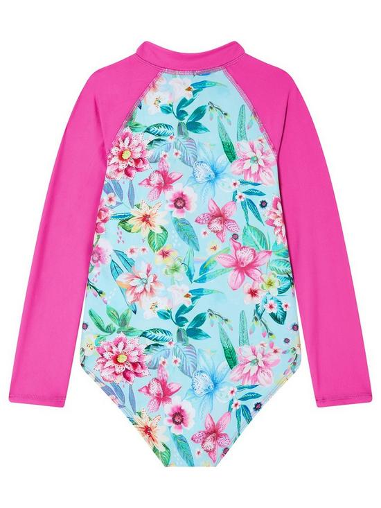 Monsoon Girls Star Flower Sunsafe Swimsuit - Turquoise | very.co.uk