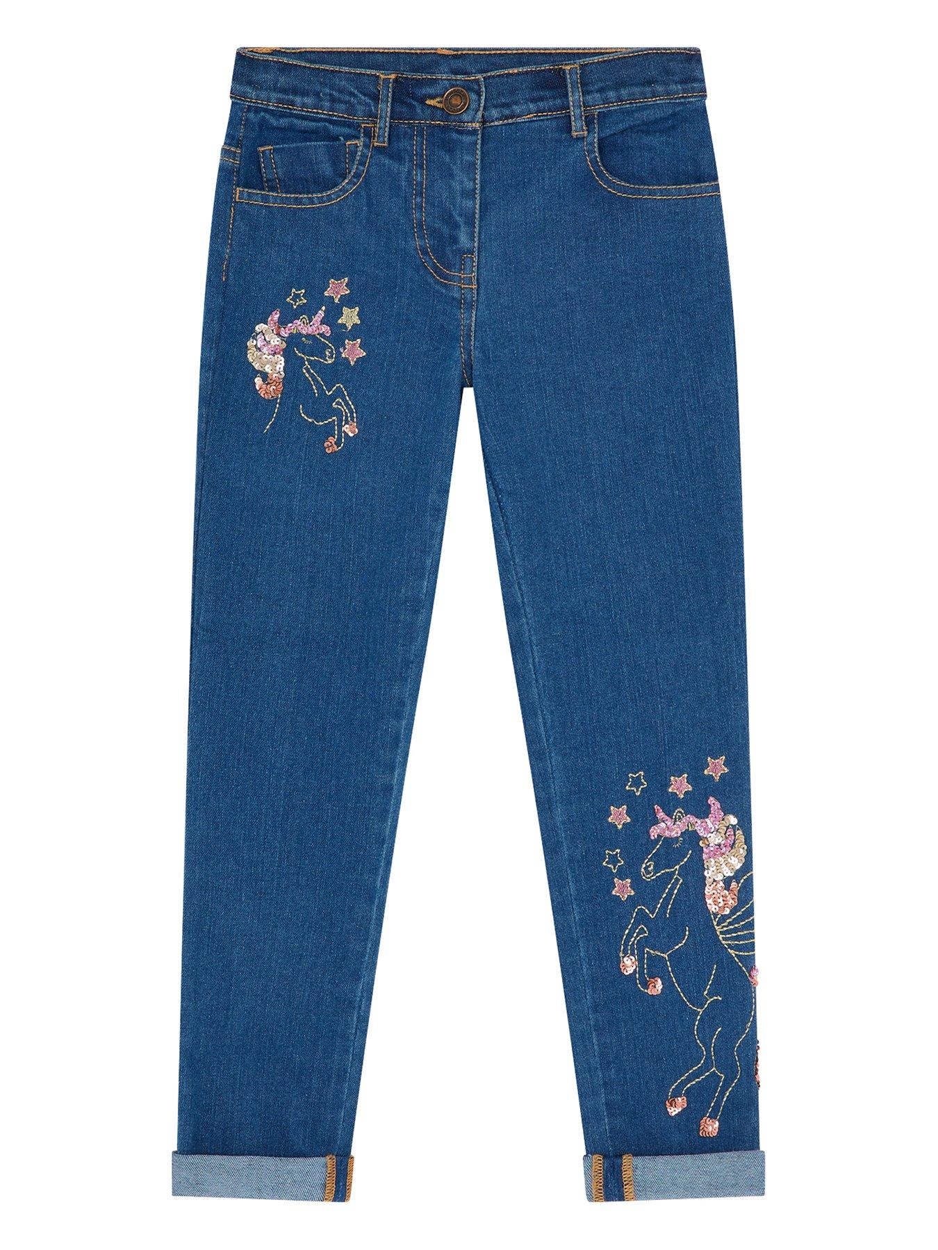 Girls Clothes Girls S.e.w. Embellished Unicorn Jeans - Blue