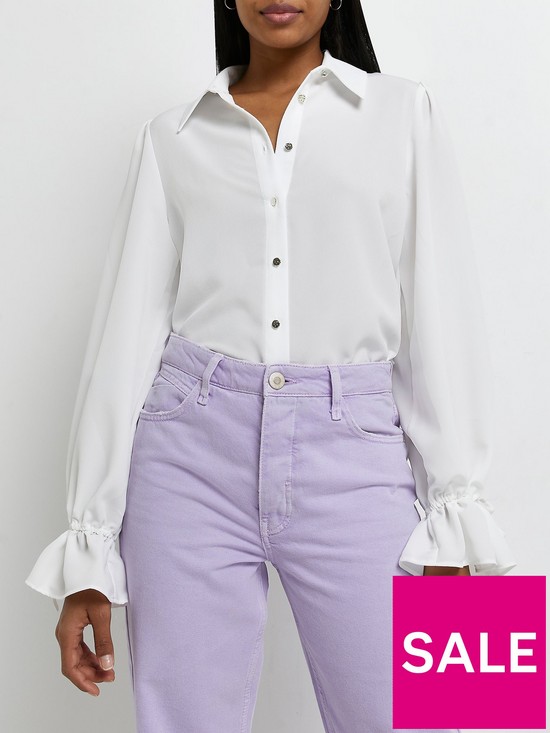 front image of river-island-frill-shirt-white