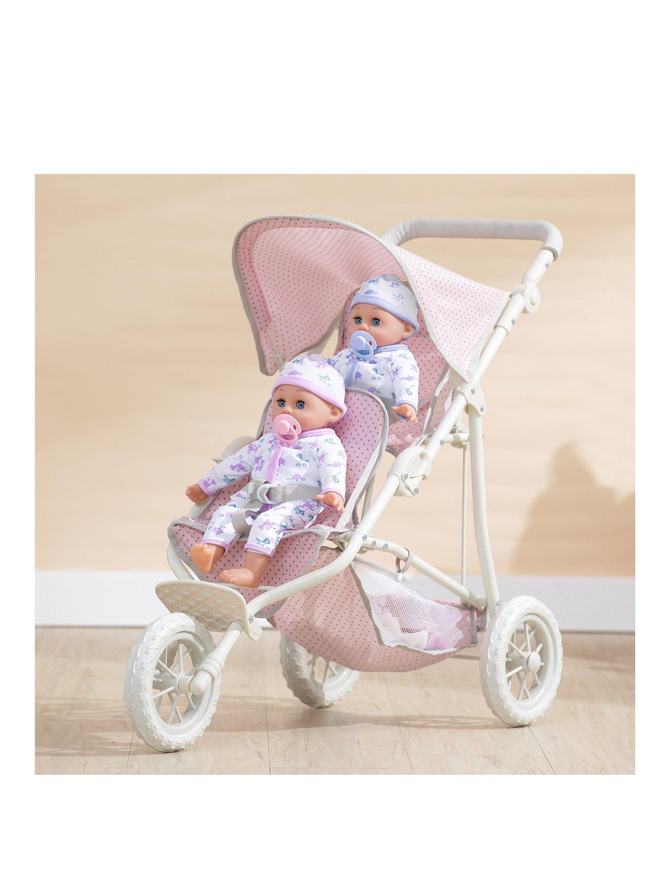 Polka Dots Doll Twin Jogging Stroller 