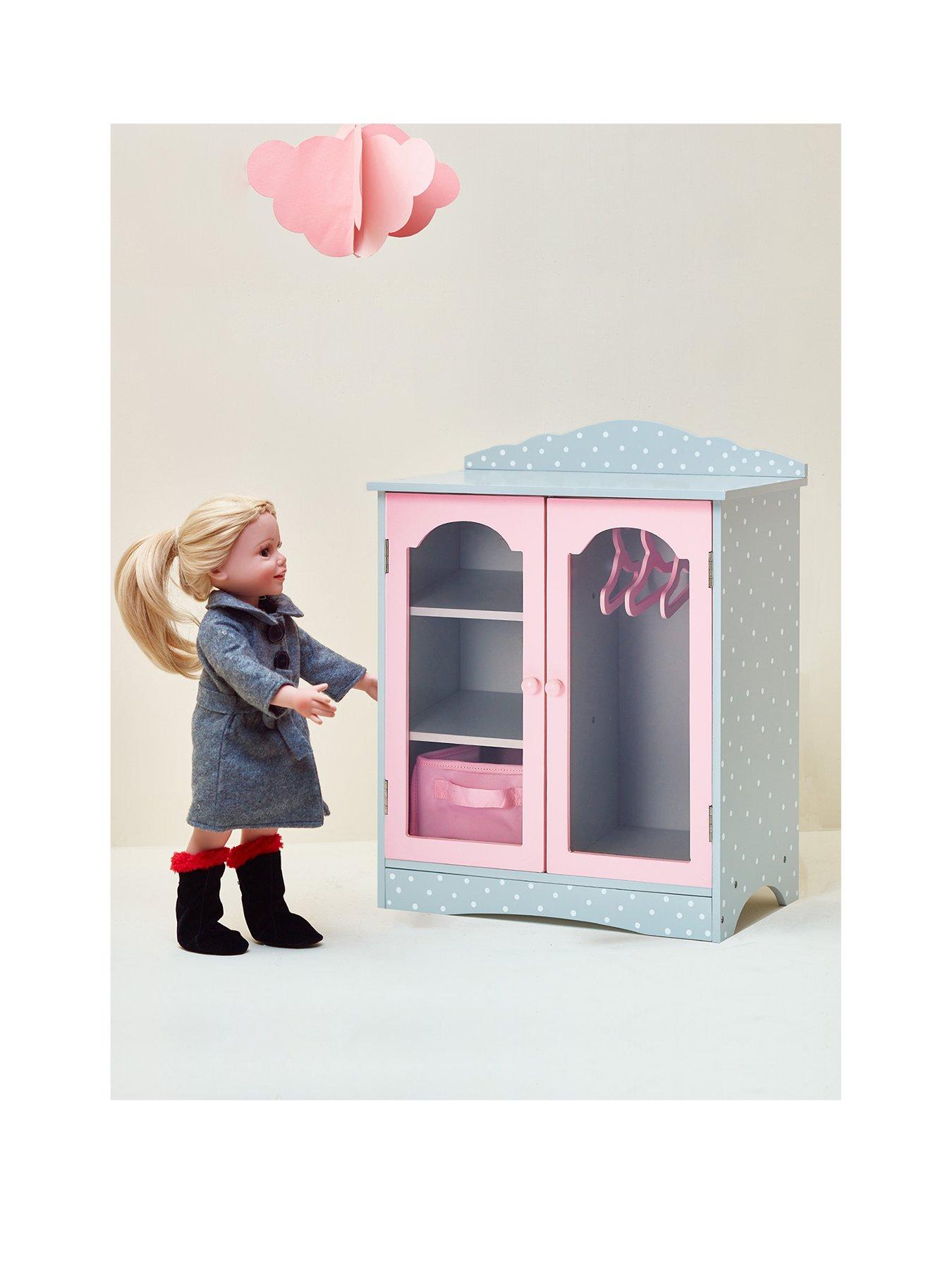 Teamson Kids Olivia's Little World - Polka Dots Doll Fancy Closet with 3 Hangers