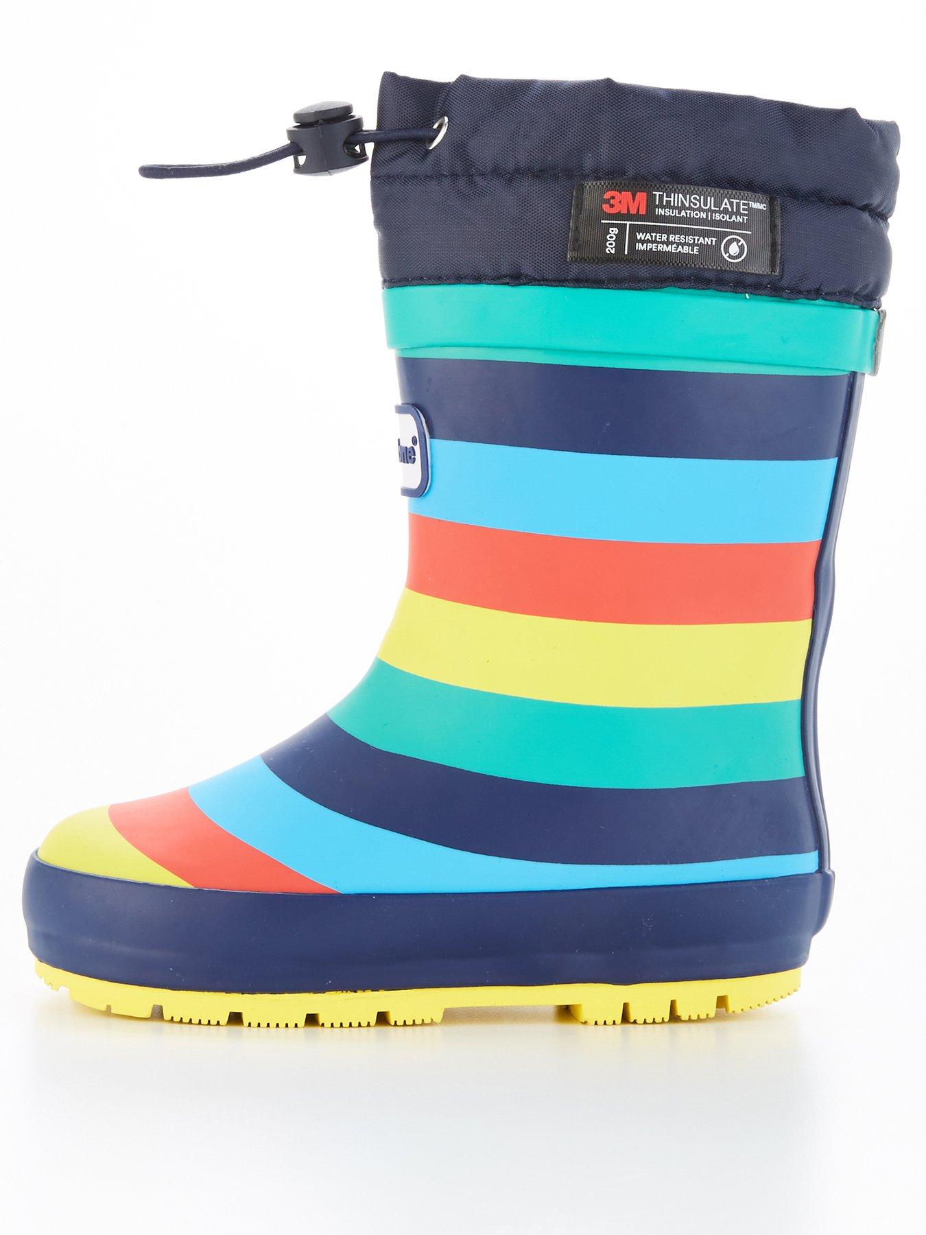 ToeZone Younger Boys Thinsulate Insulation Stripe Wellies Multi