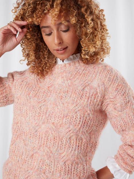 joe-browns-curious-cable-knit-sweater--coral