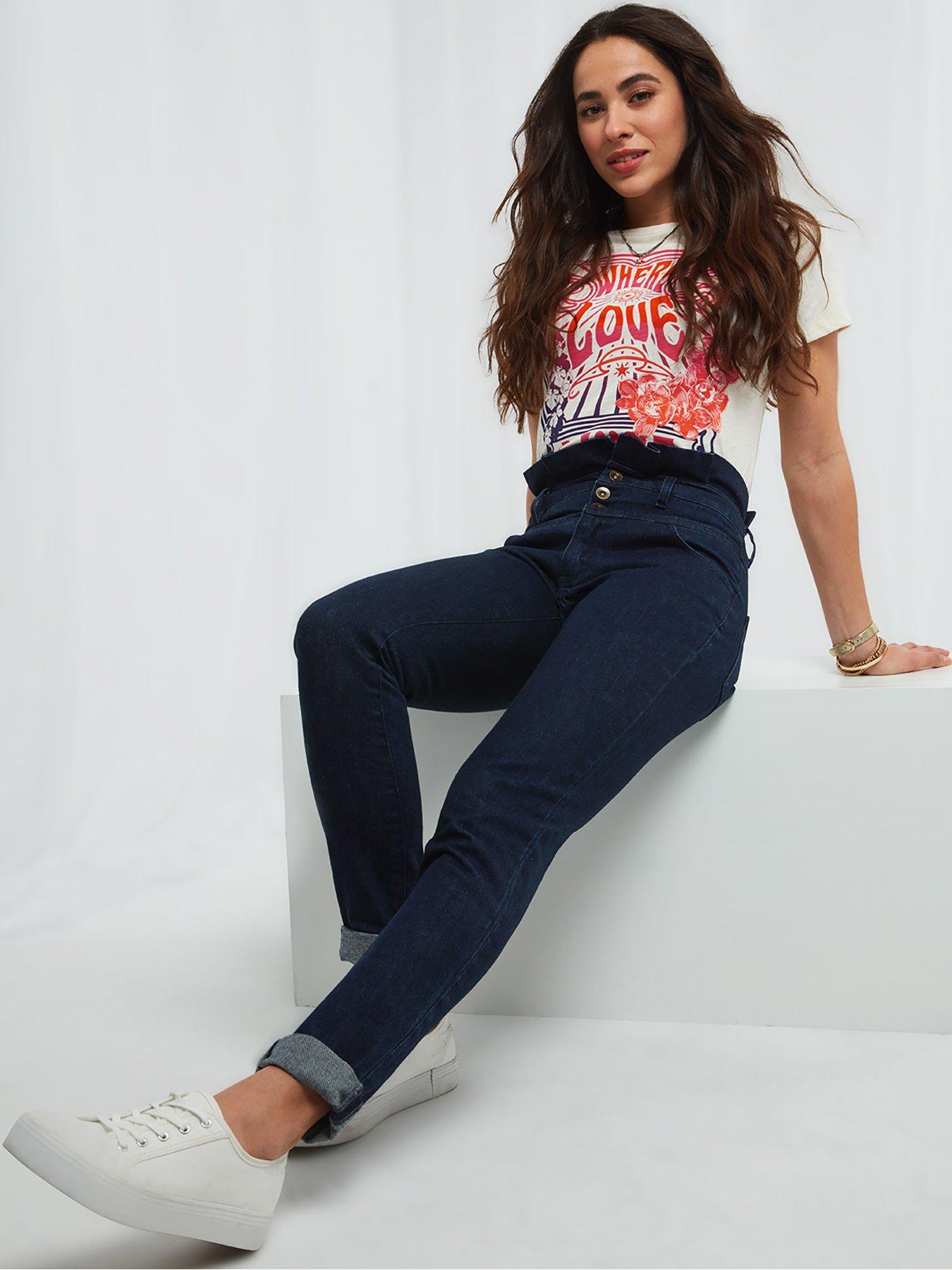 High waisted jeans store back