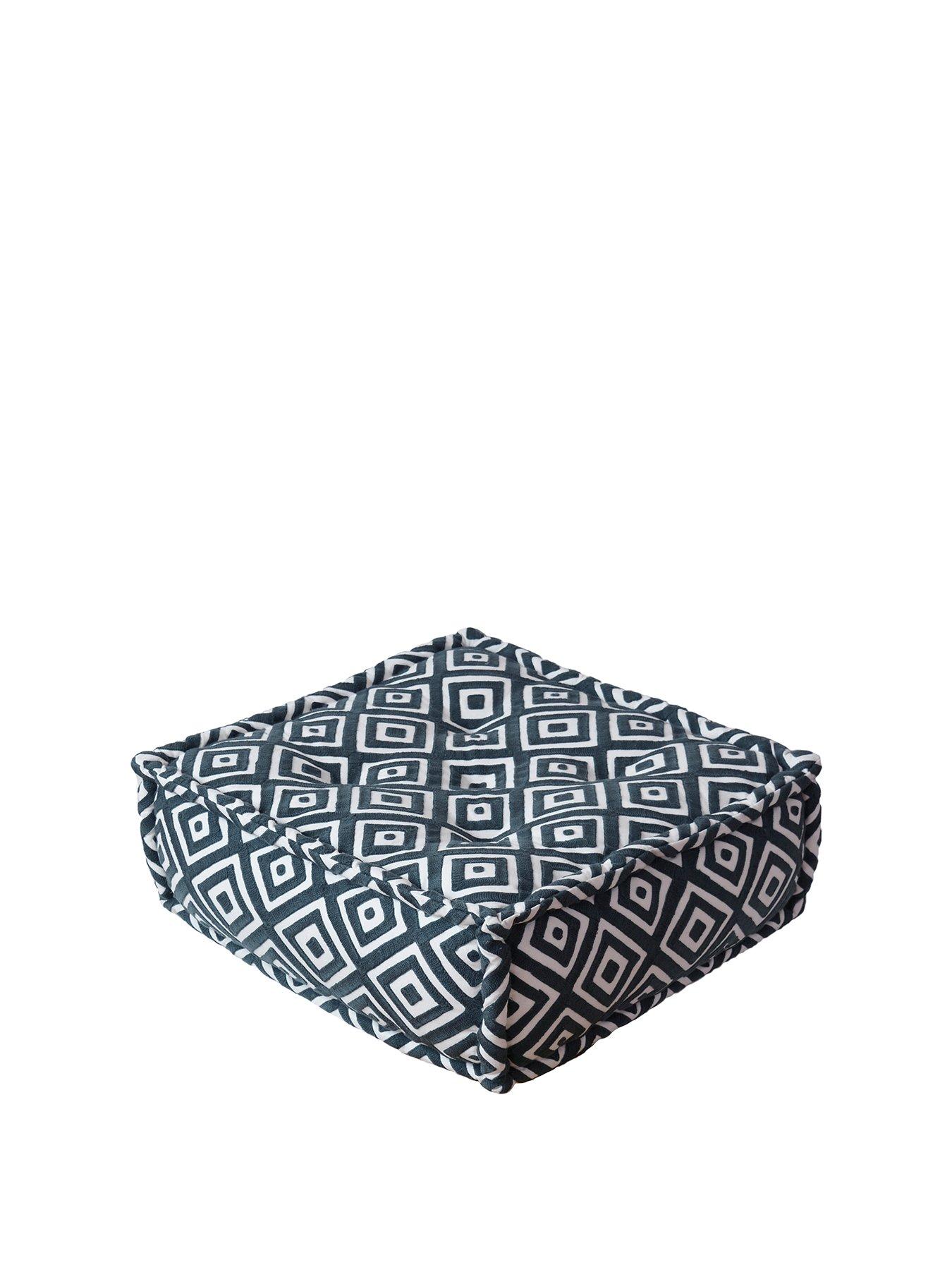 Product photograph of Bombay Duck Kabuki Diamonds Embroidered Square Pouf from very.co.uk