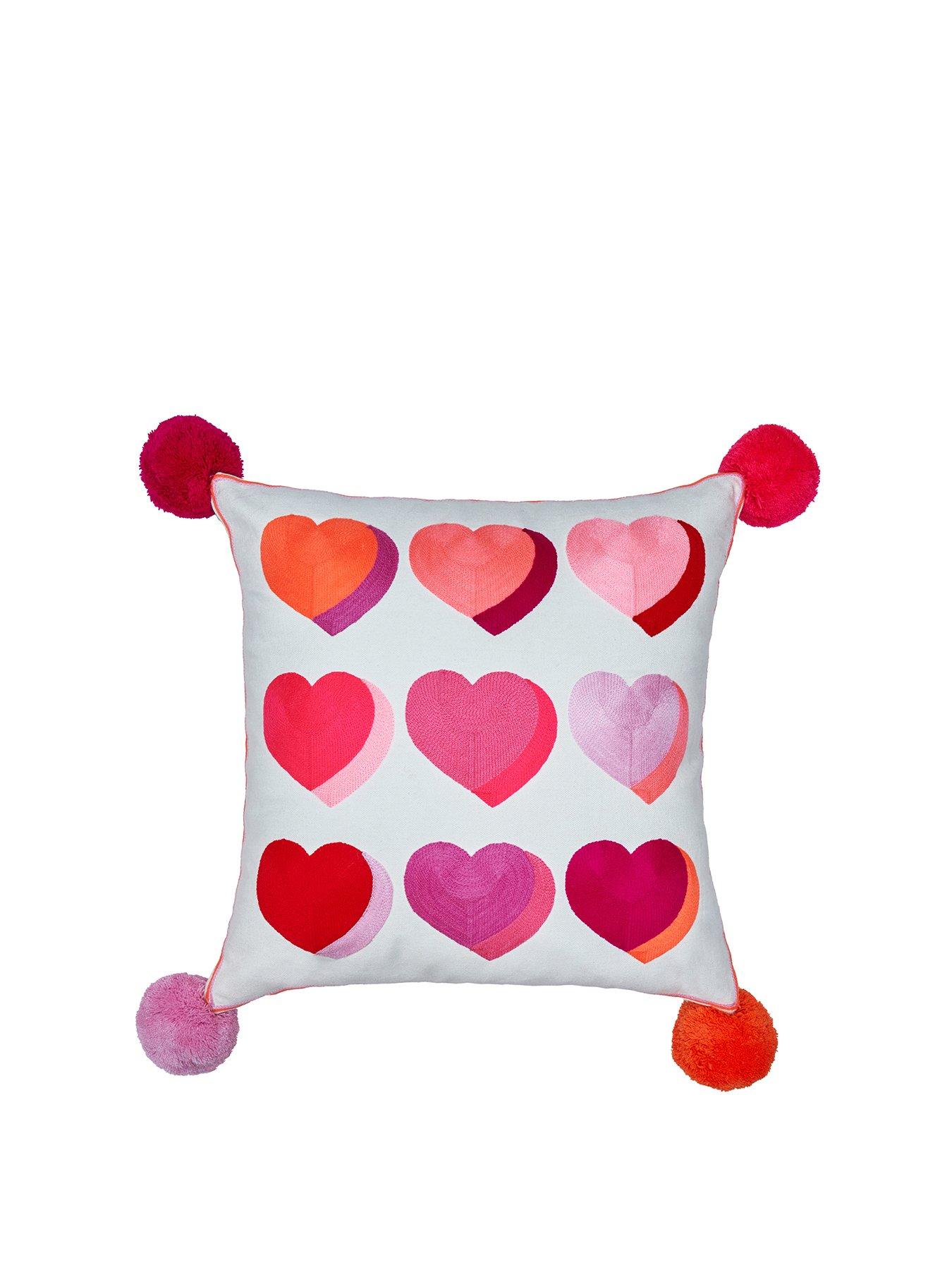 Product photograph of Bombay Duck Letterpops Heart Embroided Cushion from very.co.uk