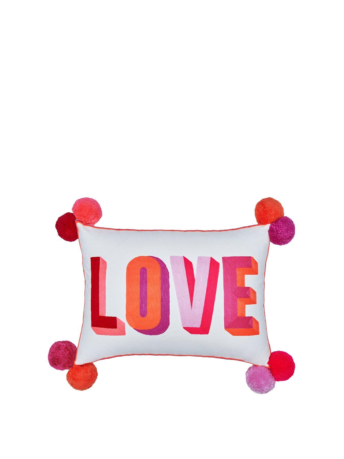 Product photograph of Bombay Duck Letterpop Love Embroided Cushion from very.co.uk