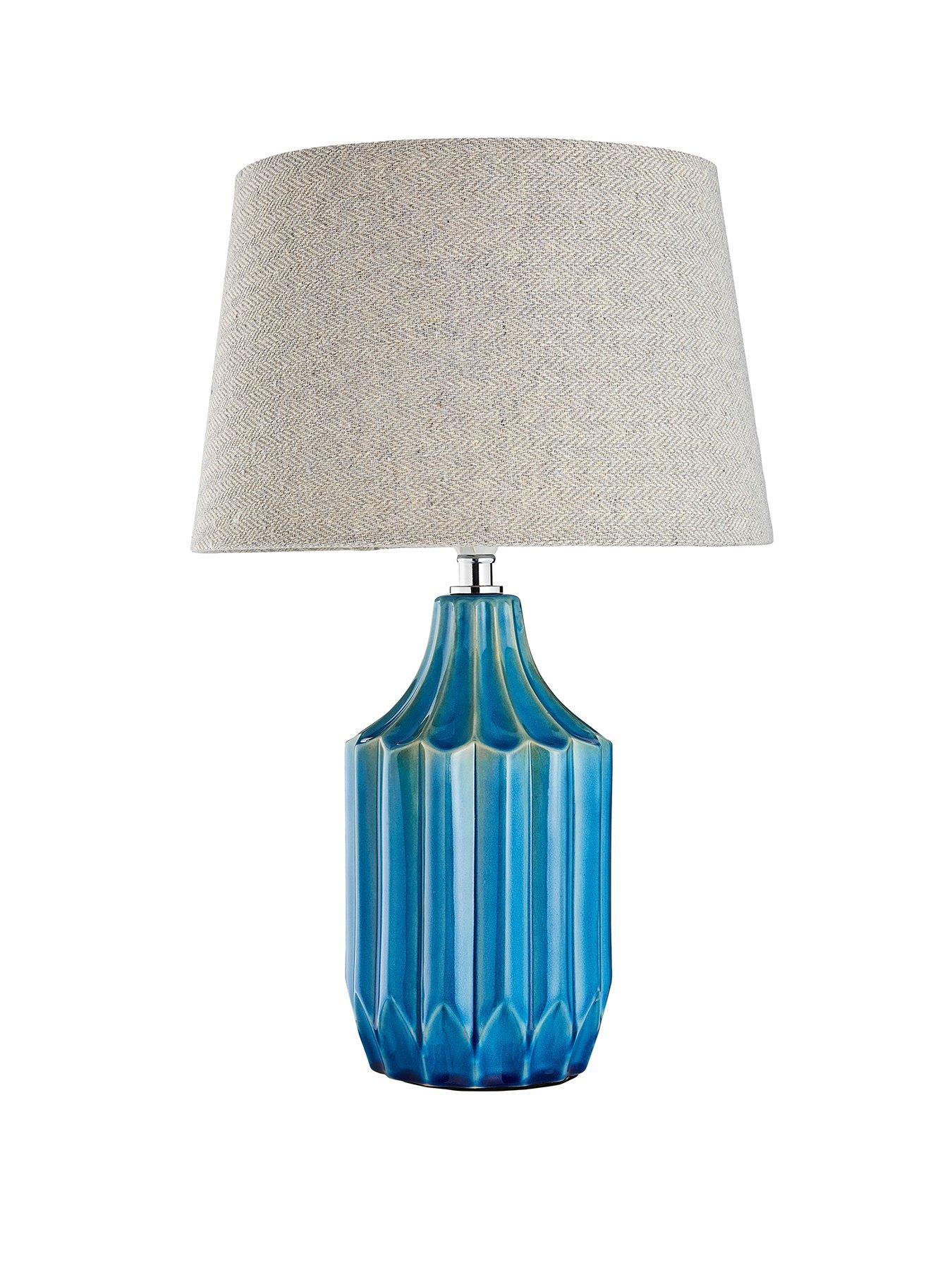 Product photograph of Pia Ribbed Ceramic Table Lamp from very.co.uk
