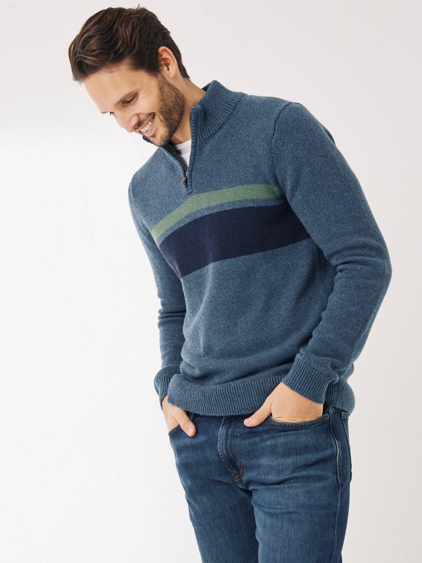 FatFace Block Stripe Half Neck Jumper 