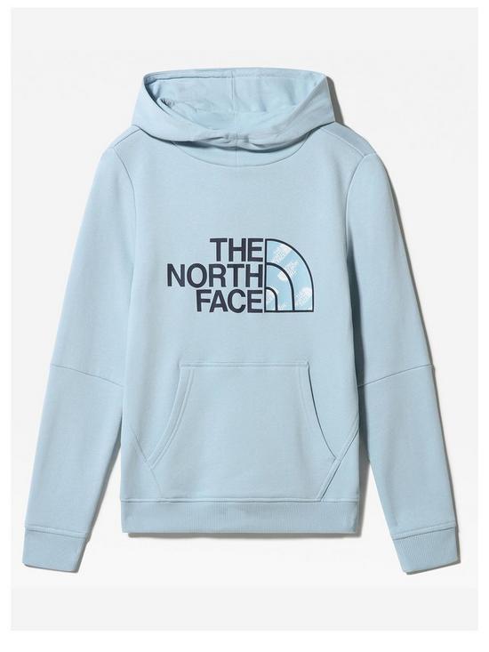 front image of the-north-face-girls-drew-peak-pull-over-hoodie-blue