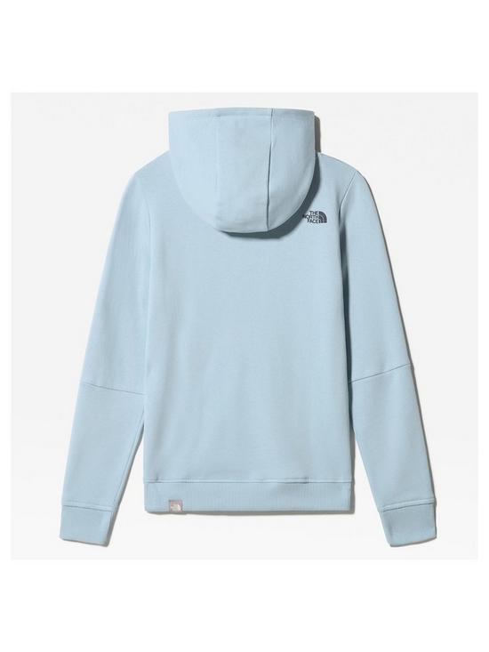 back image of the-north-face-girls-drew-peak-pull-over-hoodie-blue