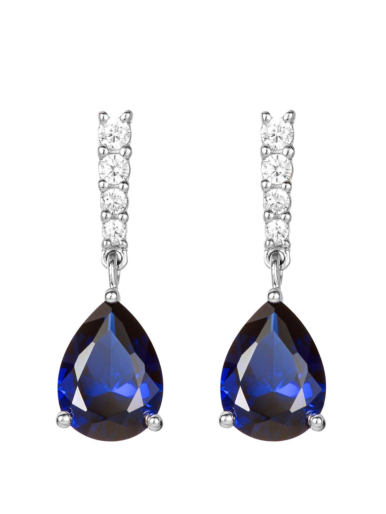 Man made hot sale sapphire earrings