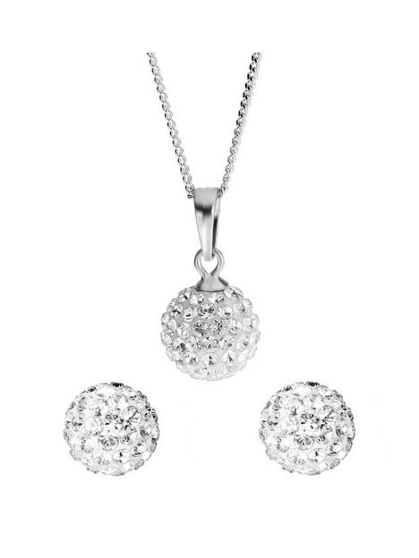 evoke-sterling-silver-crystal-95mm-ball-pendant-and-75mm-stud-earrings-set-length-18-inches
