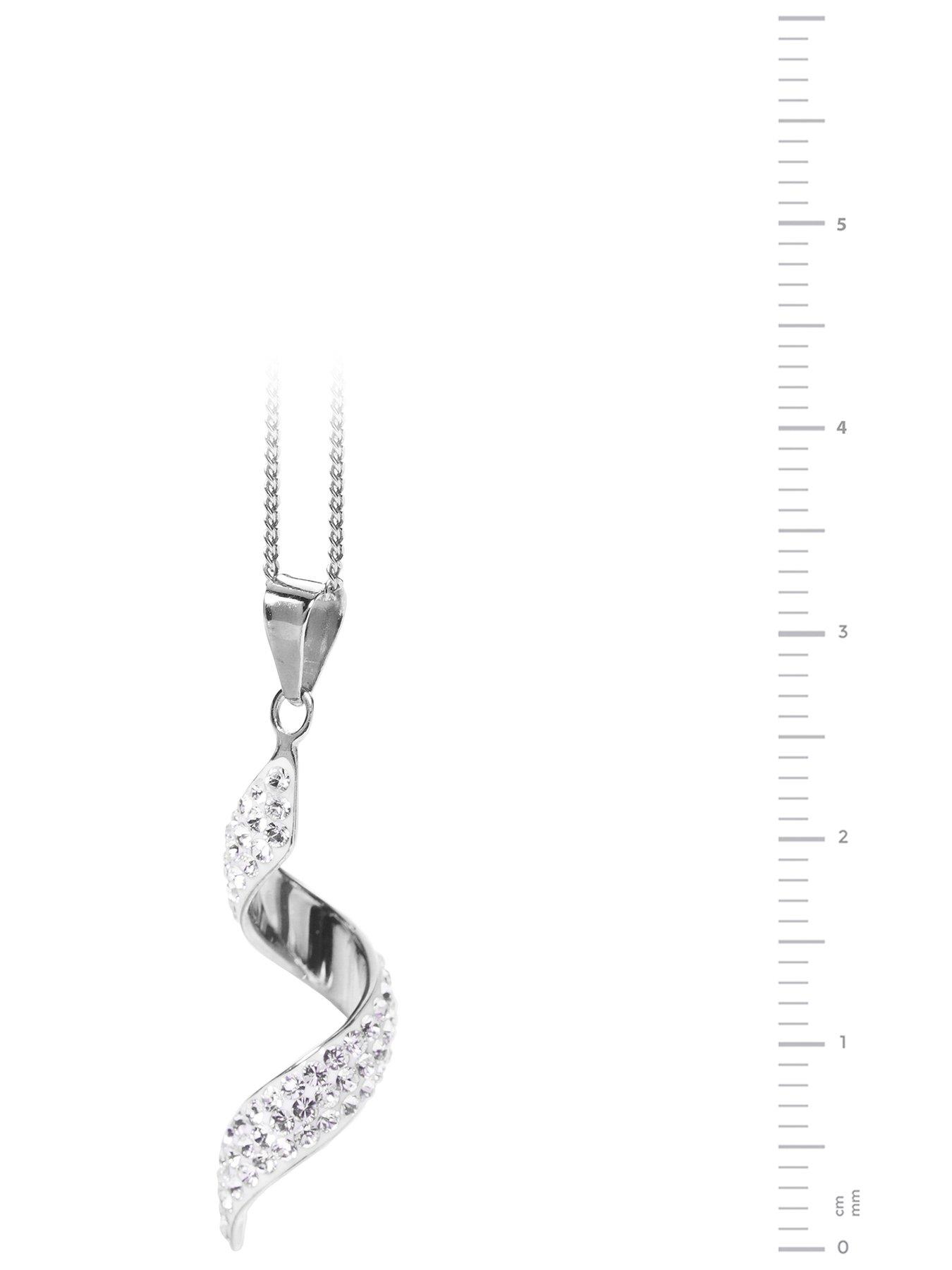 Jewellery & watches Sterling Silver Crystal Pendant and Hook Earrings Set with 18 Inch Curb Chain