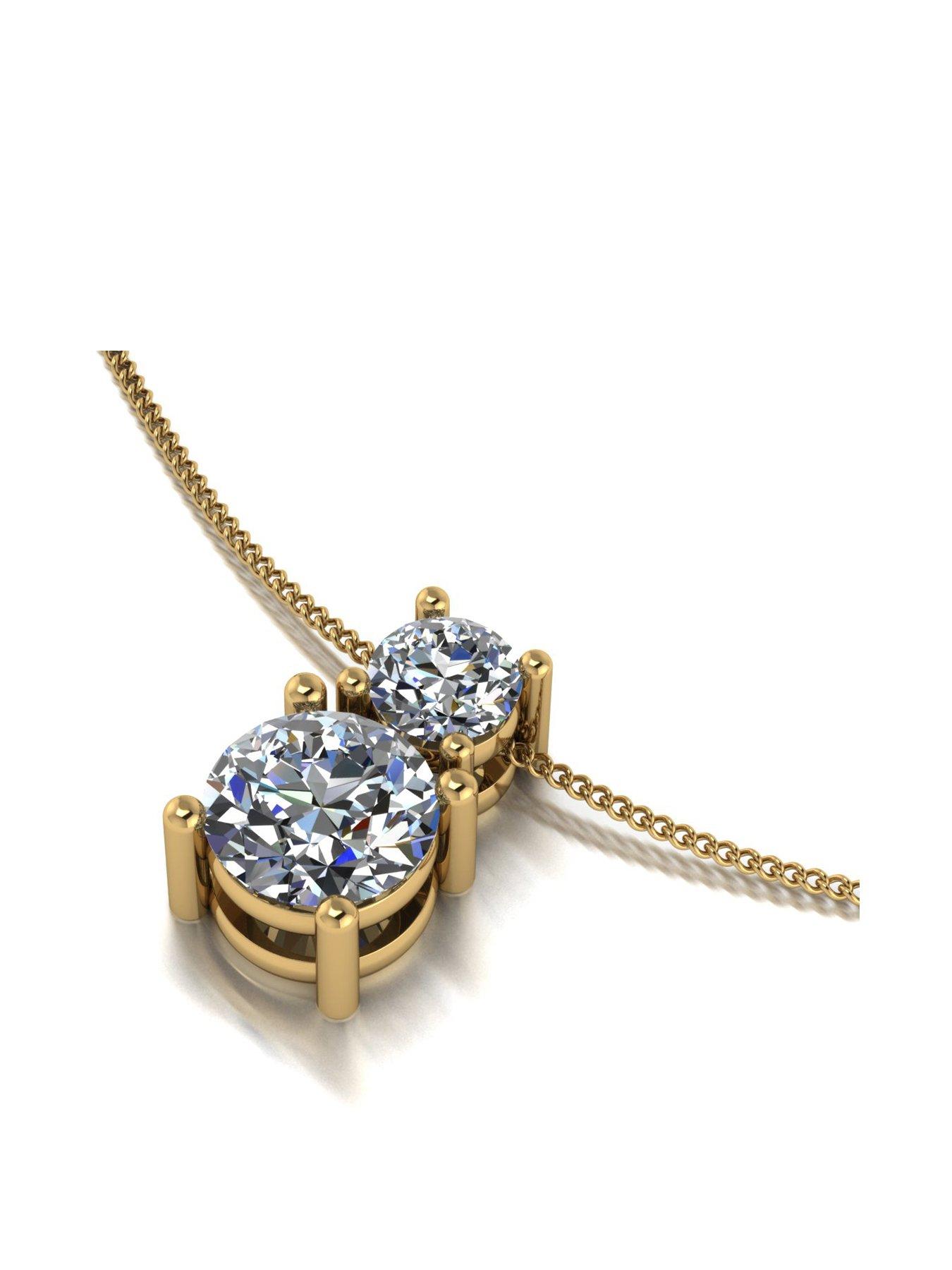 Product photograph of Moissanite 9ct Gold 1 00ct Total Two Stone Pendant from very.co.uk