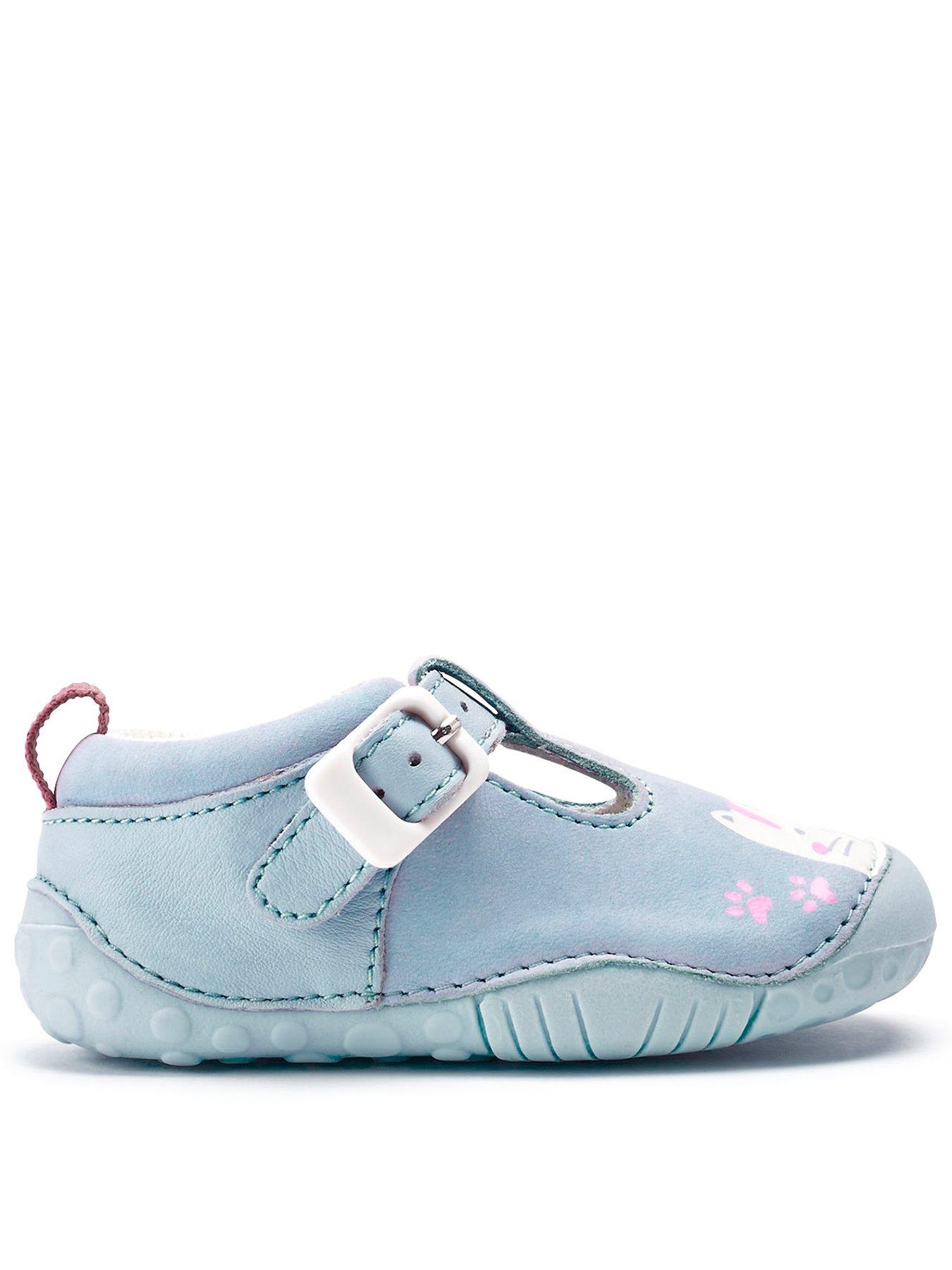 Start-rite Cuddle Cat Blue Soft Nubuck Leather T-Bar Buckle Baby Shoes |  