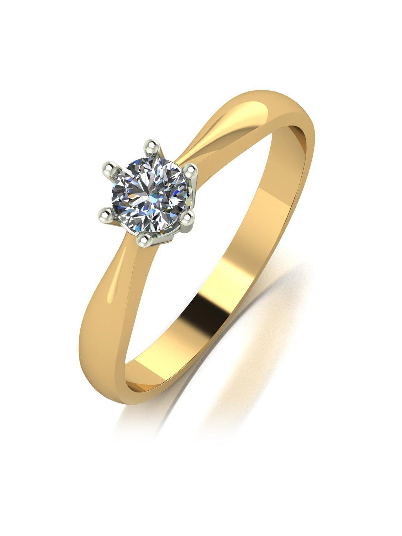 Product photograph of Moissanite 9ct Yellow Gold 0 25ct Eq Solitaire Ring from very.co.uk