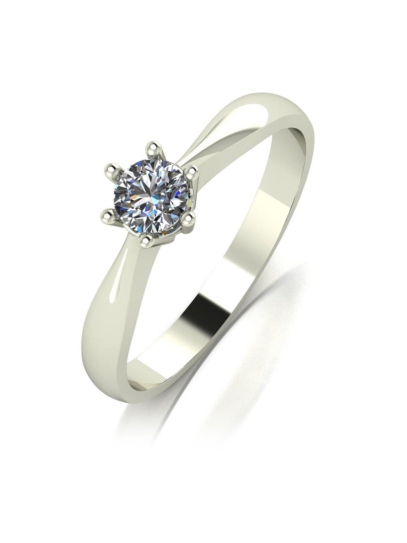 undefined 9ct White Gold 0.25ct Equivalent Stone Solitaire Ring