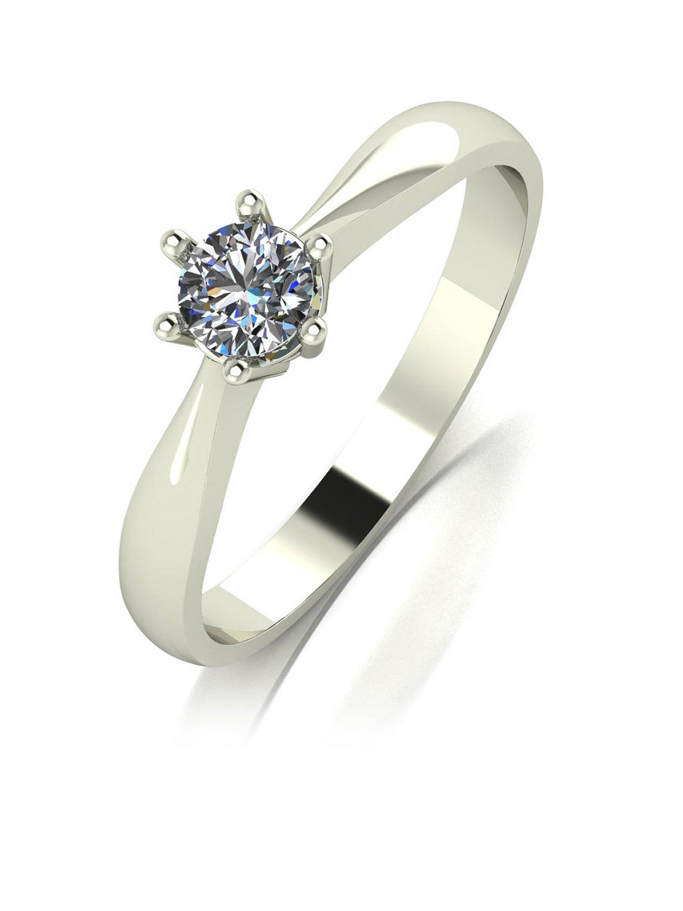 Moissanite 9ct White Gold 0.25ct Equivalent Stone Solitaire Ring