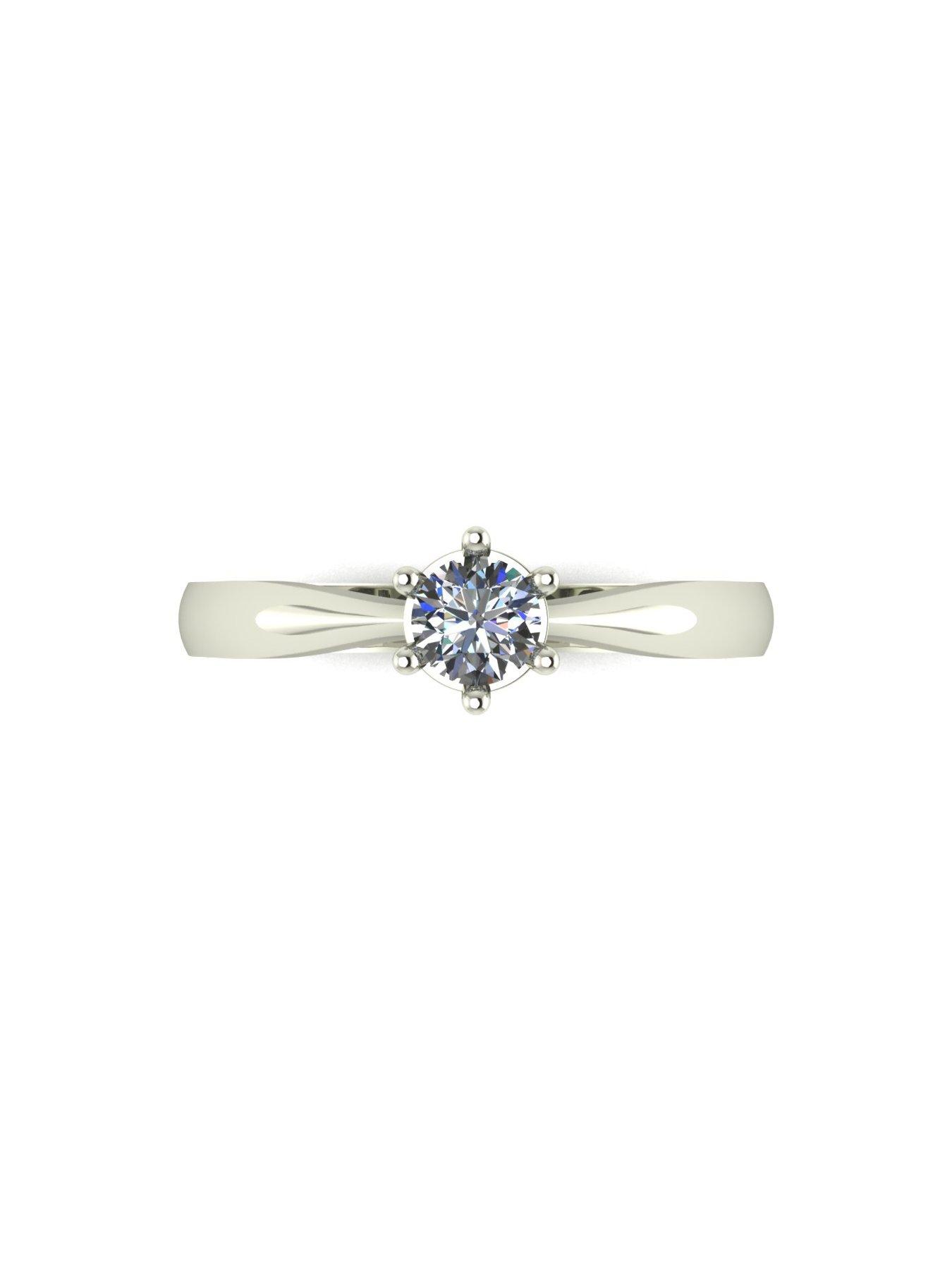 Image 4 of 5 of Moissanite 9ct White Gold 0.25ct Equivalent Stone Solitaire Ring