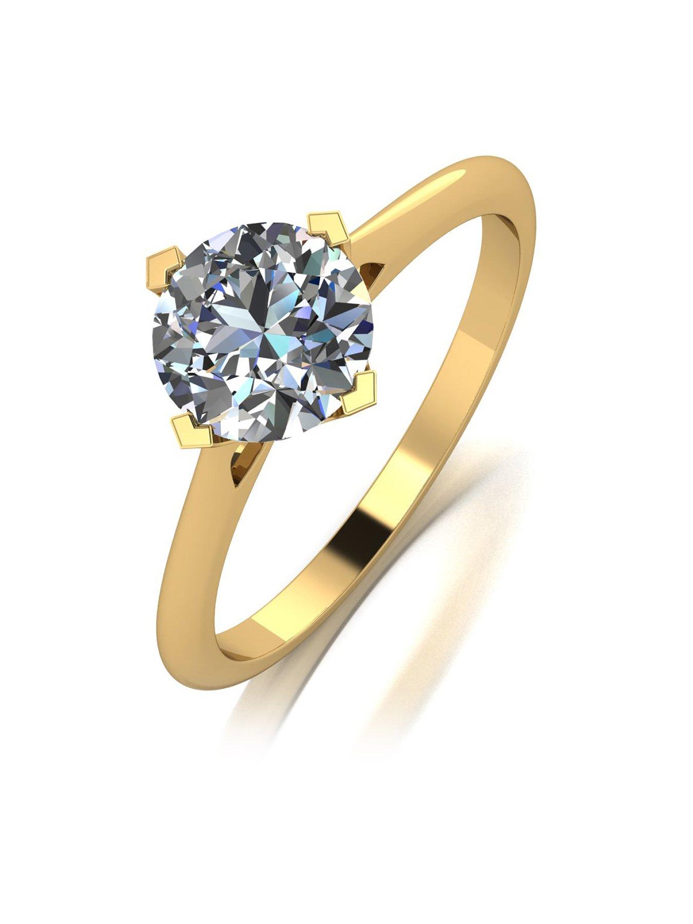 Product photograph of Moissanite 9ct Yellow Gold 1 25ct Eq Solitaire Ring from very.co.uk