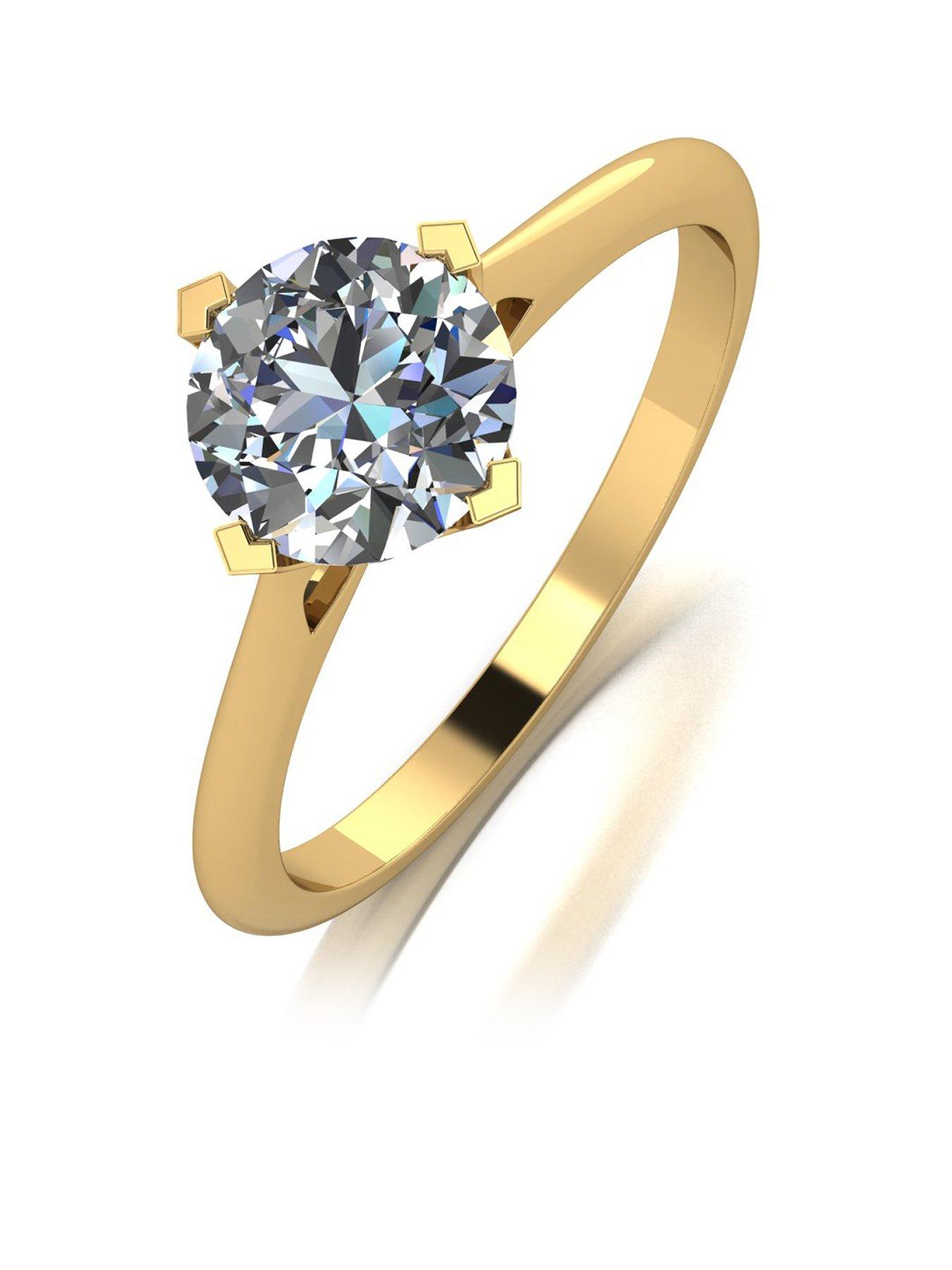 Moissanite 9ct Yellow Gold 1.25ct Eq Solitaire Ring