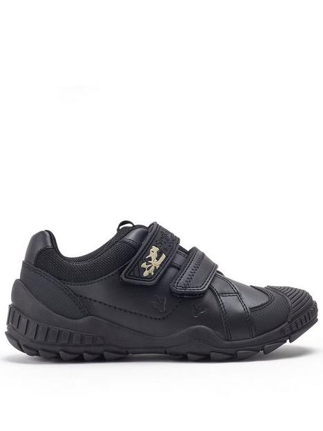 start-rite-rumble-boys-black-leather-durable-dinosaur-double-riptape-school-shoes
