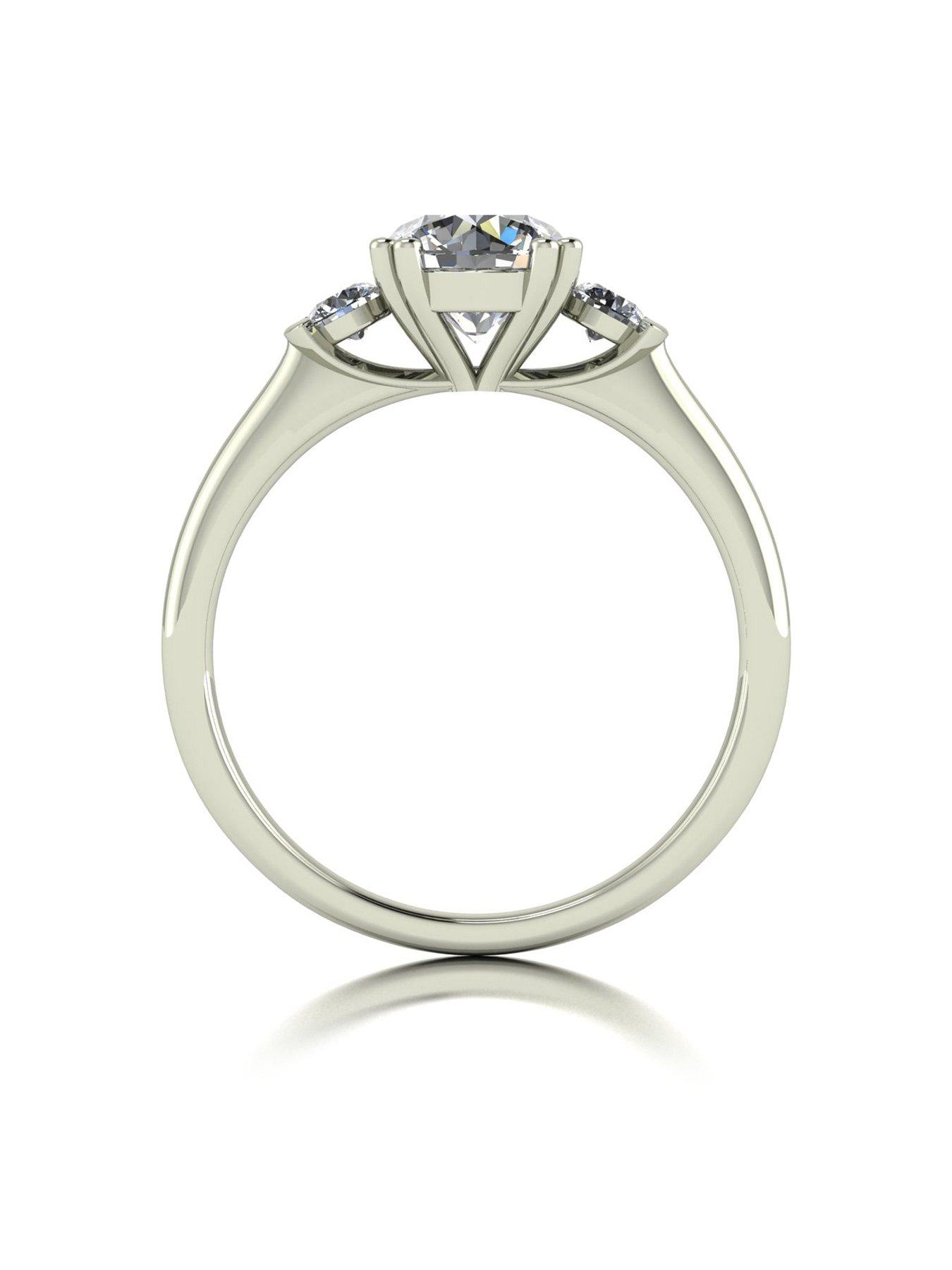 Image 2 of 5 of Moissanite 9ct White Gold 1.50ct Total Eq Trilogy Ring