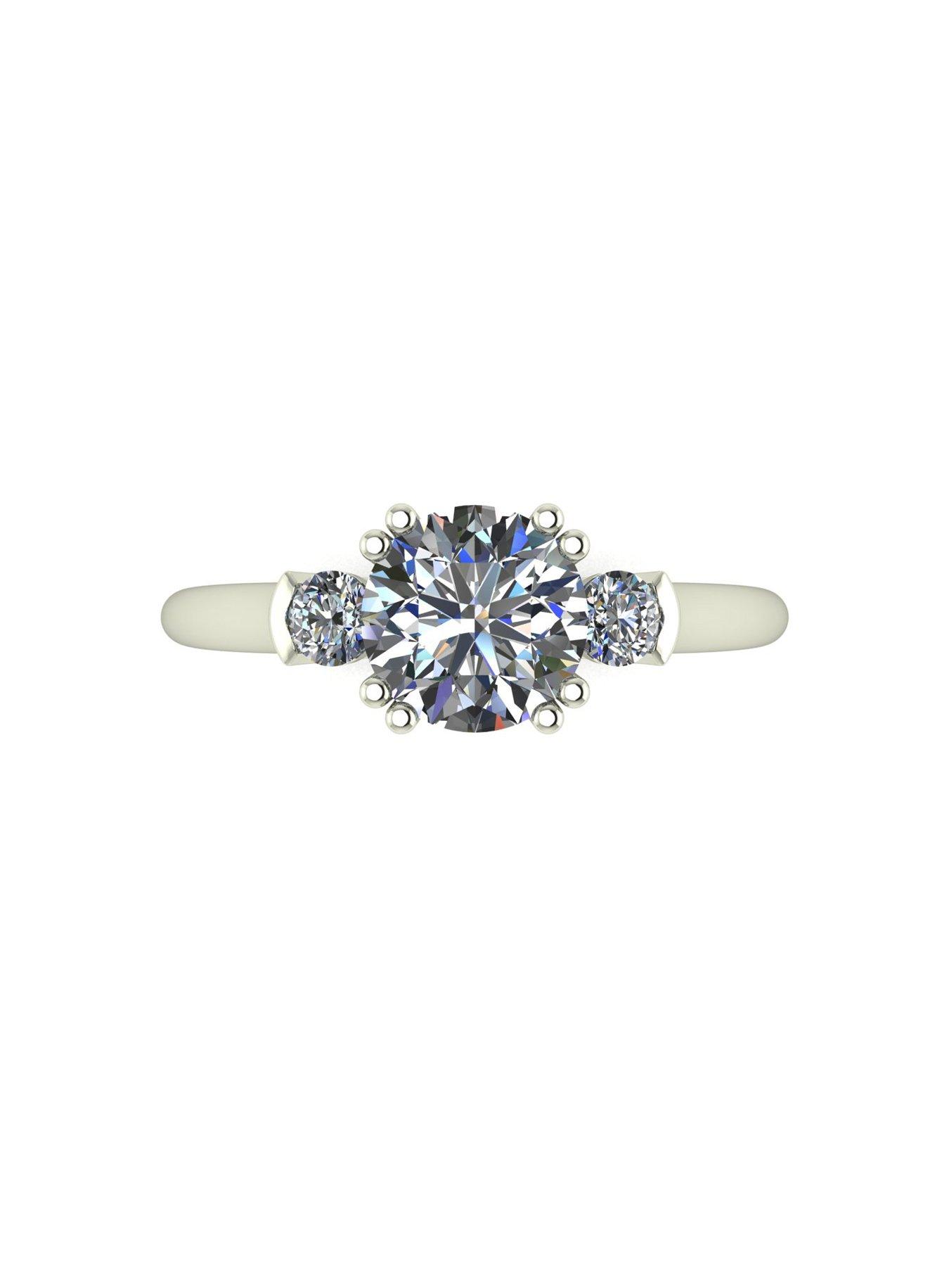 Image 4 of 5 of Moissanite 9ct White Gold 1.50ct Total Eq Trilogy Ring