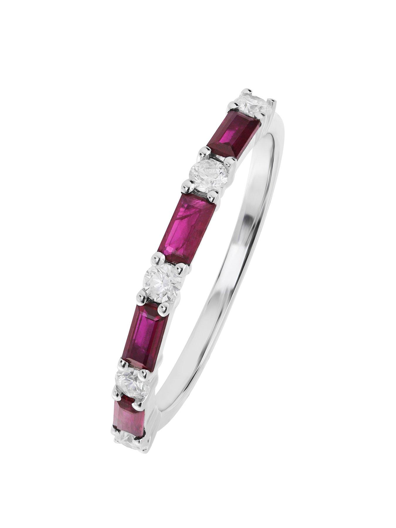 Product photograph of Love Gem 9ct White Gold Ruby And 0 20ct Diamond Half Eternity Ring from very.co.uk