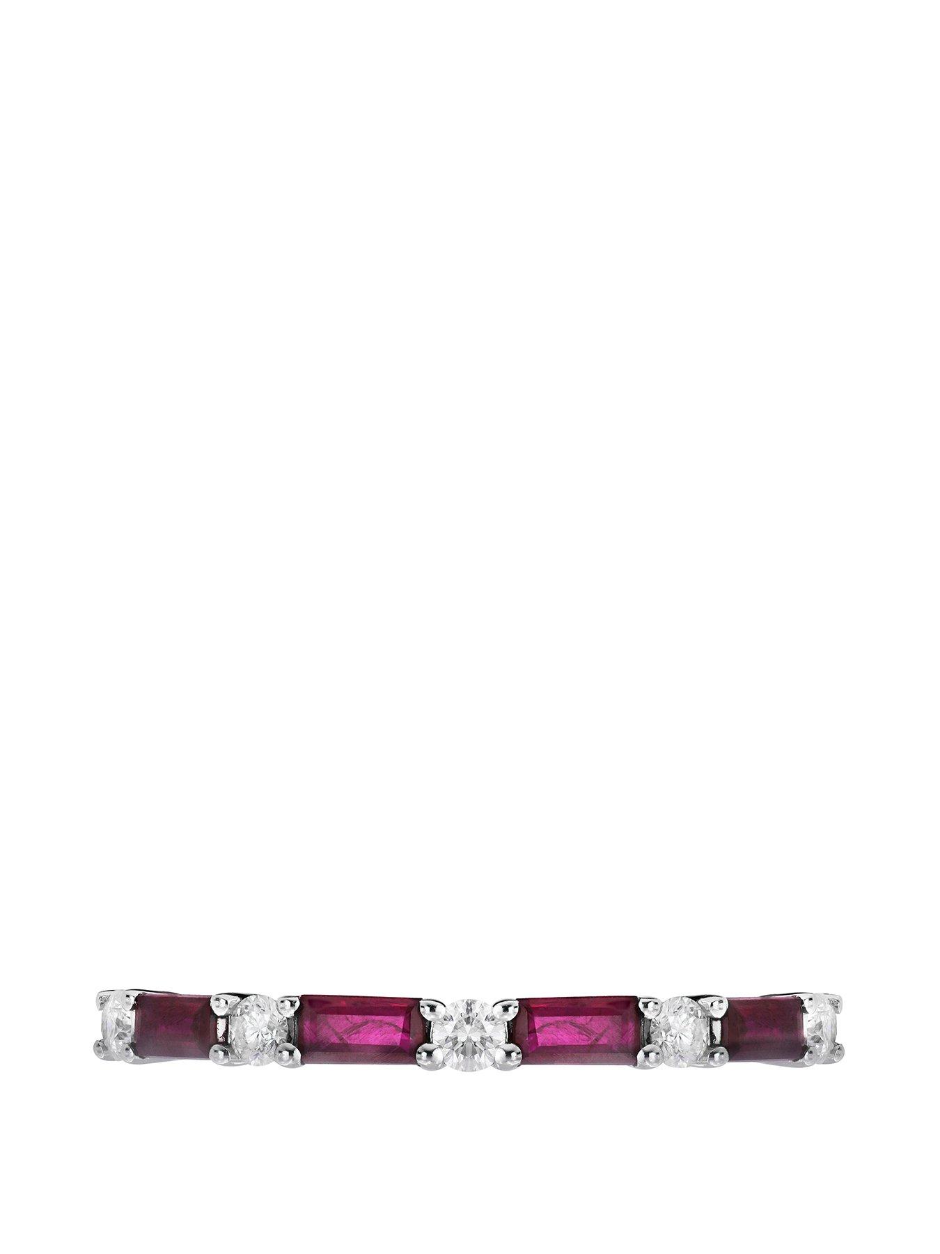 Image 2 of 5 of The Love Collection 9ct White Gold Ruby And 0.20ct Diamond Half Eternity Ring