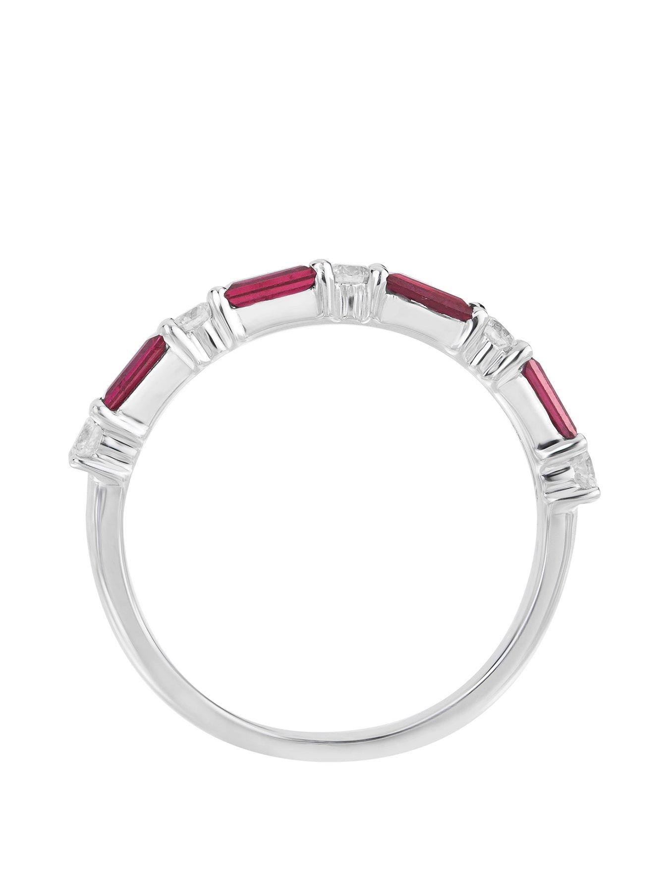 Image 3 of 5 of The Love Collection 9ct White Gold Ruby And 0.20ct Diamond Half Eternity Ring