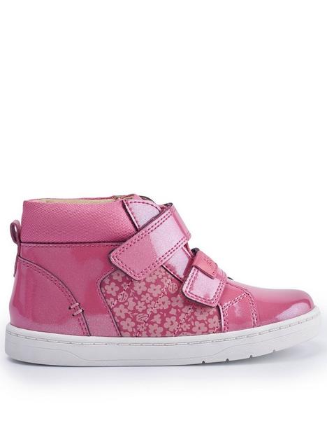 start-rite-discover-girls-pink-glitter-patent-and-floral-print-leather-double-riptape-high-top-trainers-pink