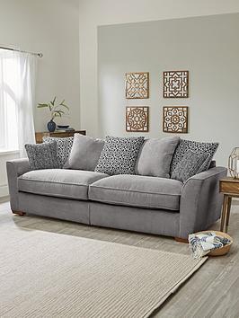 Product photograph of Very Home Bloom Fabric 4 Seater Sofa - Charcoal Silver Navy from very.co.uk