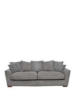 Product photograph of Very Home Bloom Fabric 4 Seater Sofa - Charcoal Silver Navy from very.co.uk