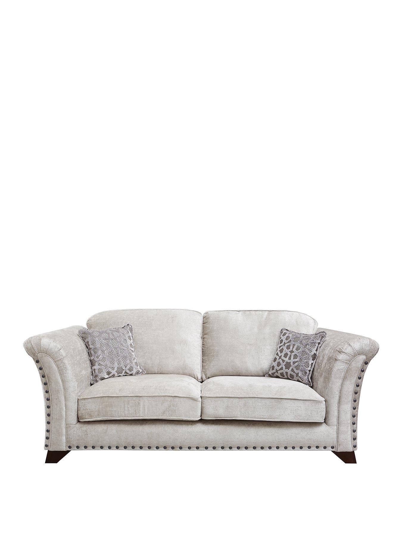 Product photograph of Very Home Caprera Fabric 3 Seater Standard Back Sofa - Silver from very.co.uk