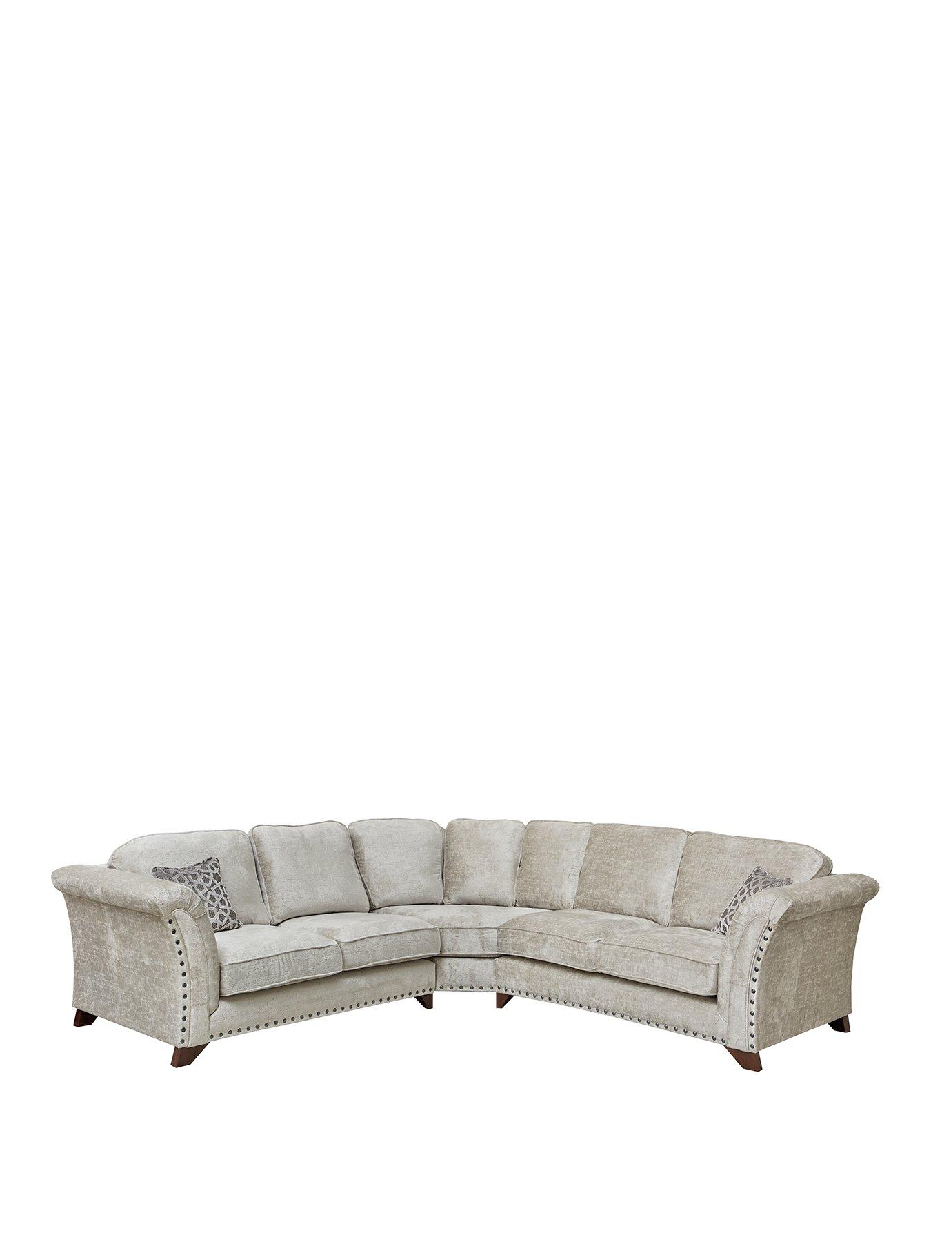 Product photograph of Very Home Caprera Fabric Corner Group Standard Back Sofa - Silver from very.co.uk