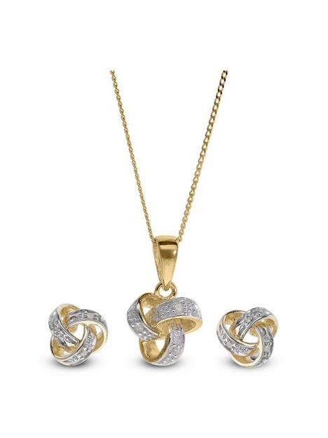 love-gold-9ct-yellow-gold-knot-stud-earring-pendant-set