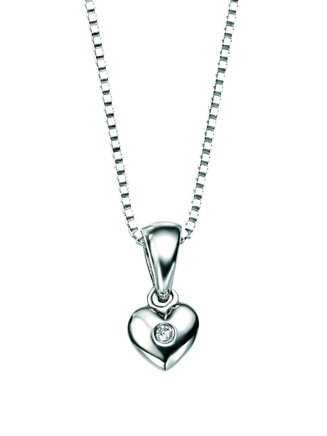 Product photograph of D For Diamond Diamond Set Children S Heart Pendant from very.co.uk