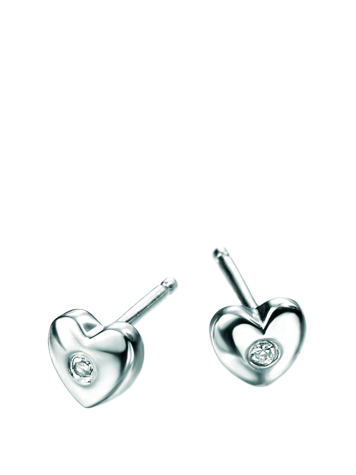 Product photograph of D For Diamond Diamond Set Children S Heart Earrings from very.co.uk