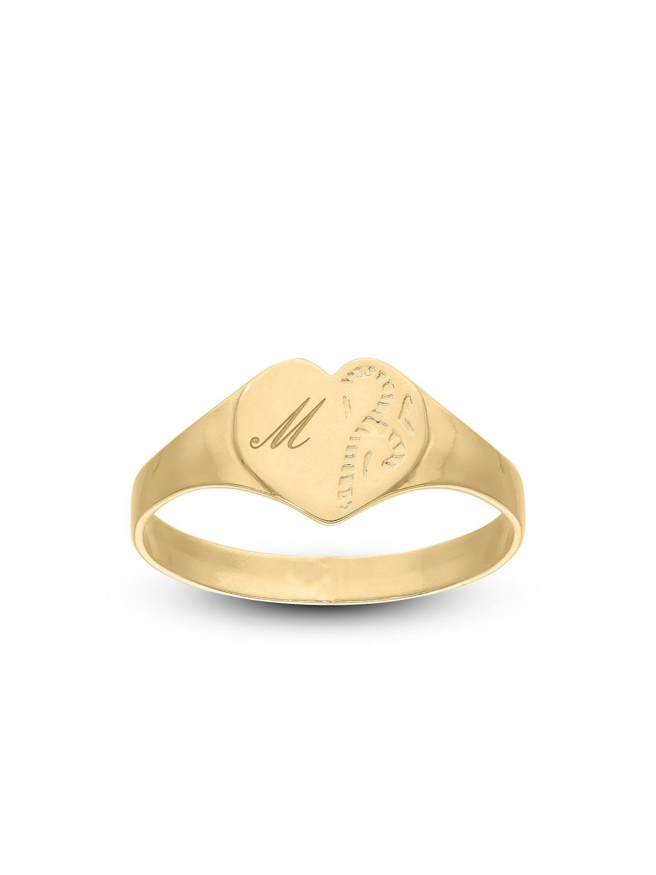  9ct Yellow Gold Personalised Heart Signet Ring