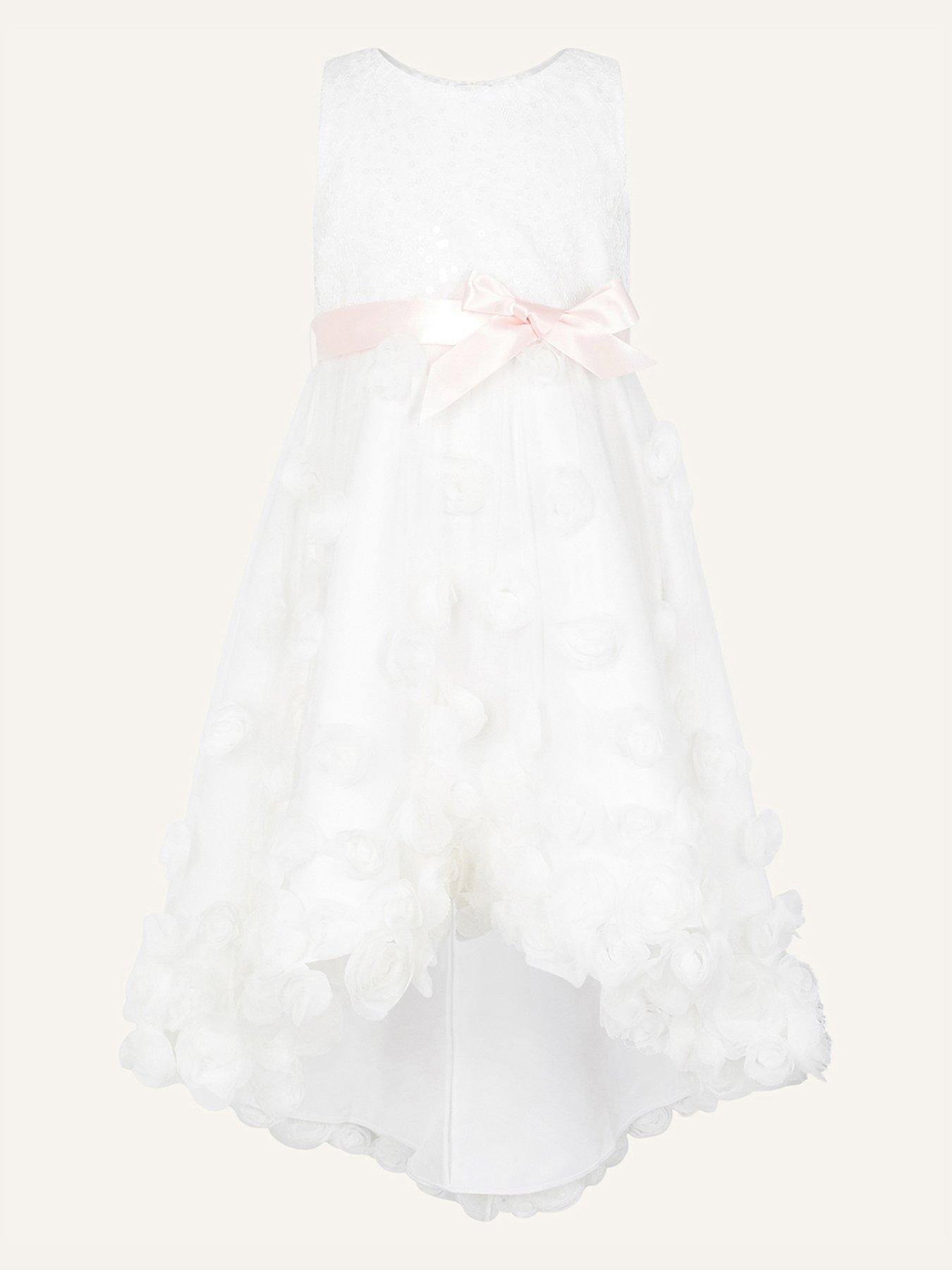  Girls Xanthe 3d Roses Sequin Dress - Ivory